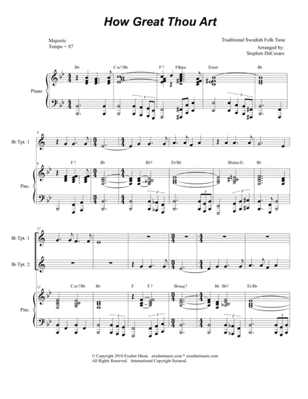 How Great Thou Art Duet For Bb Trumpet Piano Accompaniment Page 2