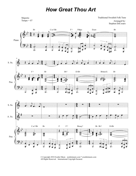 How Great Thou Art Duet For Soprano Alto Saxophone Piano Accompaniment Page 2