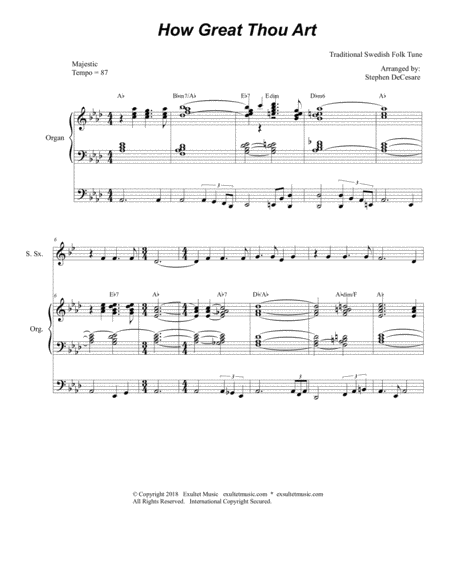 How Great Thou Art Duet For Soprano Tenor Saxophone Organ Accompaniment Page 2