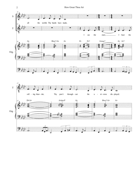 How Great Thou Art Duet For Soprano Tenor Solo Organ Accompaniment Page 2