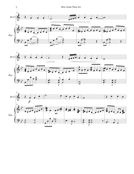 How Great Thou Art For Bb Clarinet And Piano Page 2