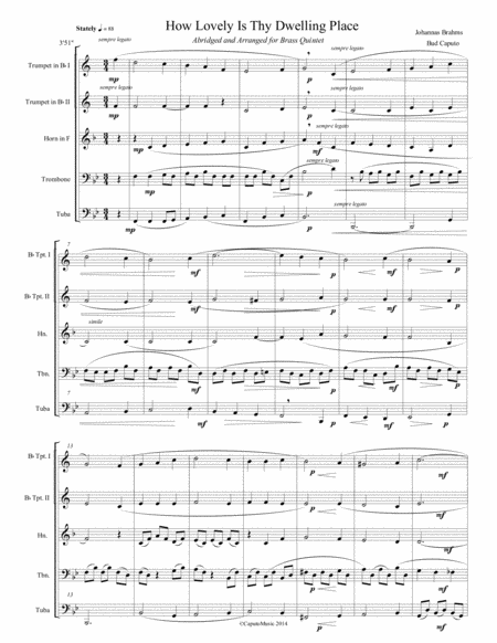 How Lovely Is Dwelling Place Abridged And Arranged For Brass Quintet Page 2