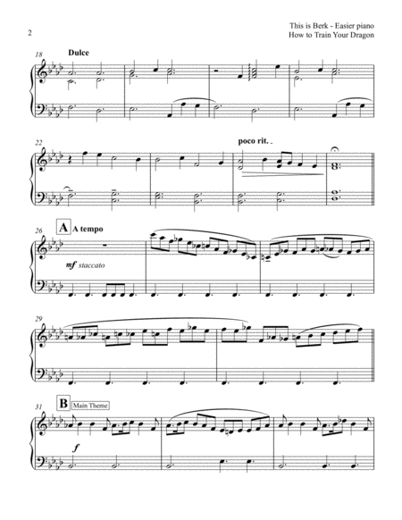 How To Train Your Dragon This Is Berk Easy Piano Solo Page 2