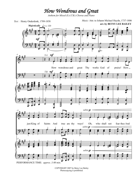 How Wondrous And Great Satb And Piano Page 2