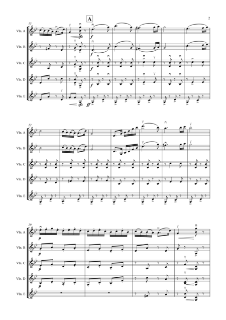 Hungarian Dance No 5 By Johannes Brahms Arranged For 5 Violins Page 2