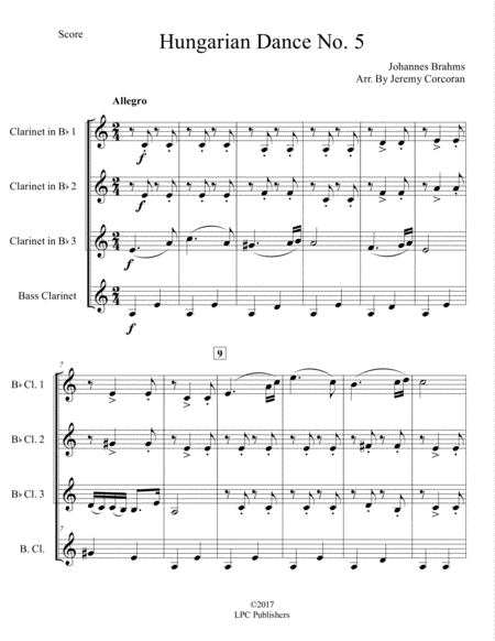 Hungarian Dance No 5 For Clarinet Quartet Page 2