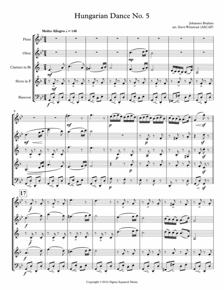 Hungarian Dance No 5 For Woodwind Quintet Page 2