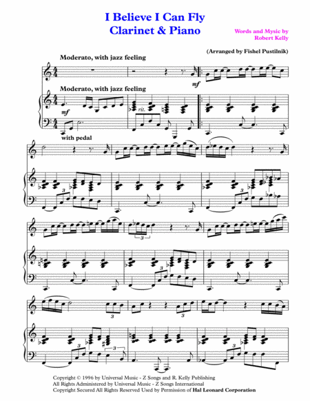 I Believe I Can Fly For Clarinet And Piano With Improvisation Page 2