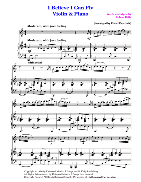 I Believe I Can Fly For Violin And Piano Page 2