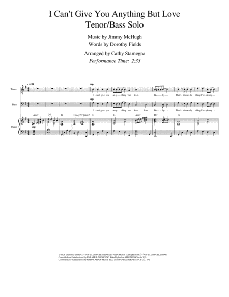 I Cant Give You Anything But Love Tenor Bass Solo Chords Piano Acc Page 2