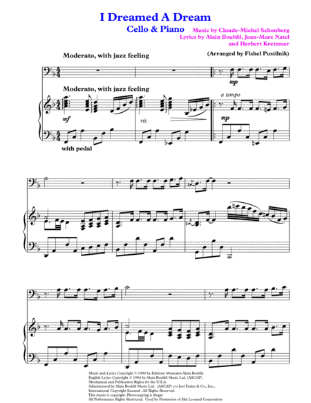 I Dreamed A Dream For Cello And Piano Page 2