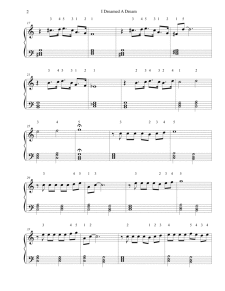 I Dreamed A Dream From Les Miserables For Easy Piano Page 2