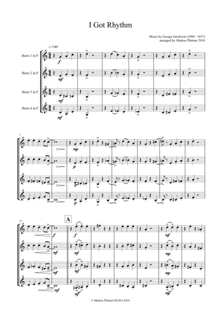 I Got Rhythm For French Horn Quartet Page 2