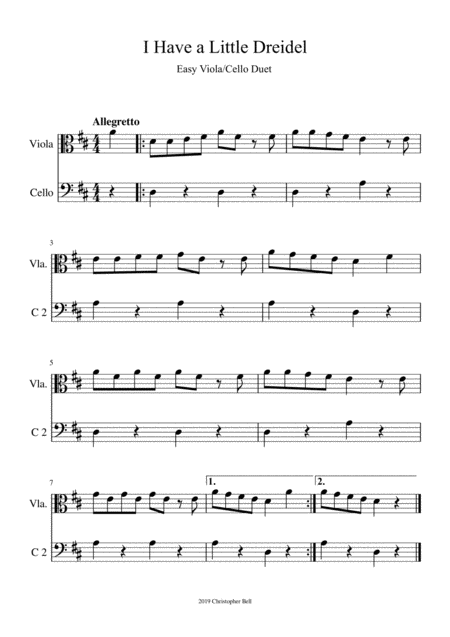 I Have A Little Dreidel Easy Viola Cello Duet Page 2