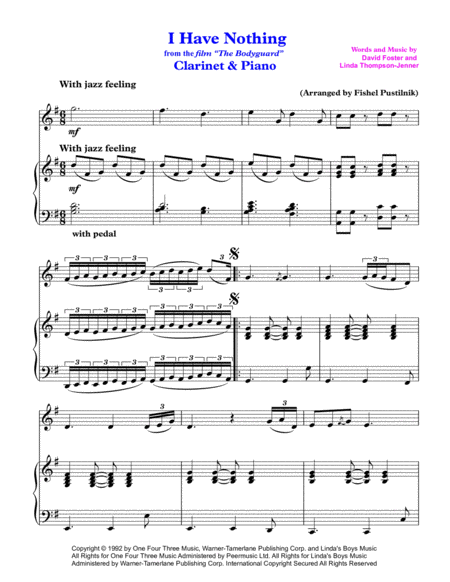 I Have Nothing For Clarinet And Piano Video Page 2