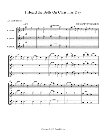 I Heard The Bells On Christmas Day For Clarinet Trio Page 2