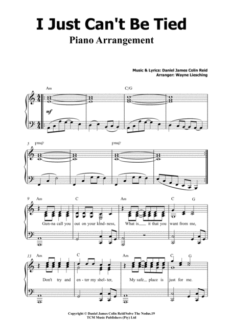 I Just Cant Be Tied Piano Arrangement Page 2