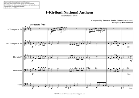 I Kiribati National Anthem Teirake Kaini Kiribati For Brass Quintet Page 2