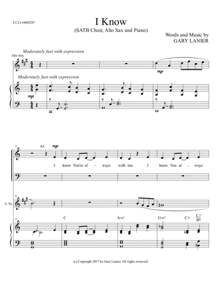 I Know Satb Choir Alto Sax And Piano Page 2