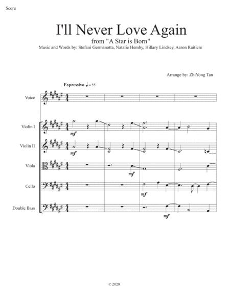 I Ll Never Love Again For Voice And String Quintet Page 2