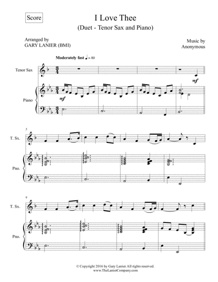 I Love Thee Duet Tenor Sax Piano With Parts Page 2