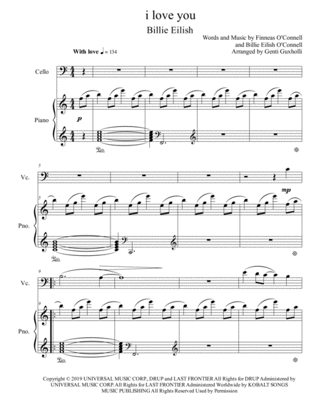 I Love You Cello Piano Page 2
