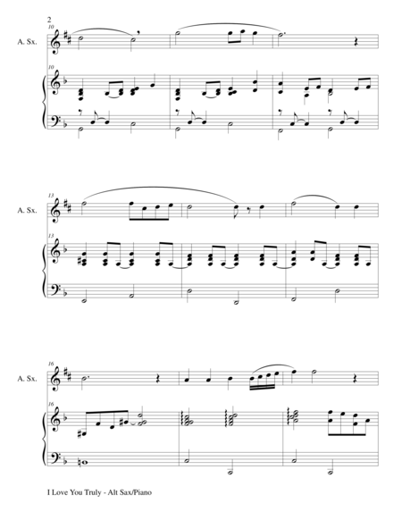 I Love You Truly Duet For Alto Sax Piano With Score And Sax Part Page 2