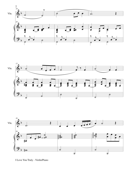 I Love You Truly Duet For Violin Piano With Score And Vln Part Page 2