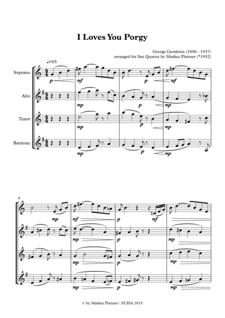 I Loves You Porgy For Saxophone Quartet Page 2