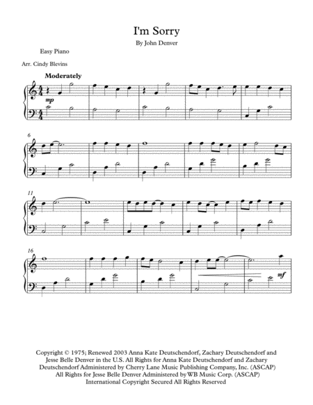 I M Sorry Easy Piano Solo Page 2