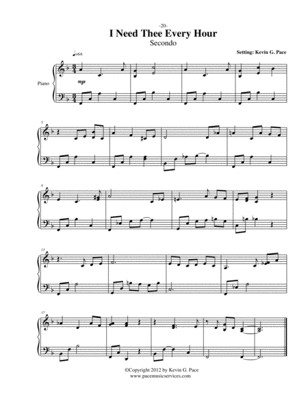 I Need Thee Every Hour Easy Piano Duet Page 2