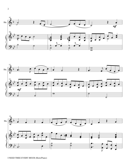 I Need Thee Every Hour Horn Solo With Piano And Hrn Part Page 2