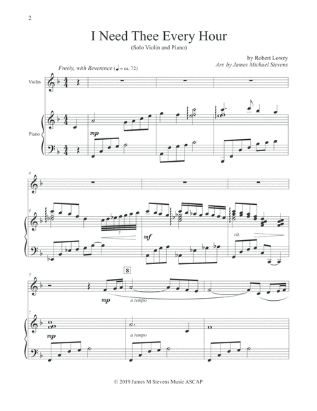 I Need Thee Every Hour Sacred Flute Piano Page 2