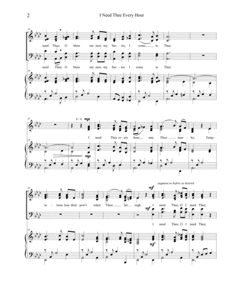 I Need Thee Every Hour Satb Page 2