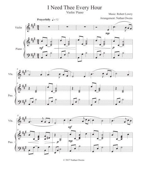 I Need Thee Every Hour Violin Piano Page 2