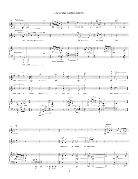 I Never Saw Another Butterfly 1991 For Mezzo Soprano Clarinet And Piano Page 2