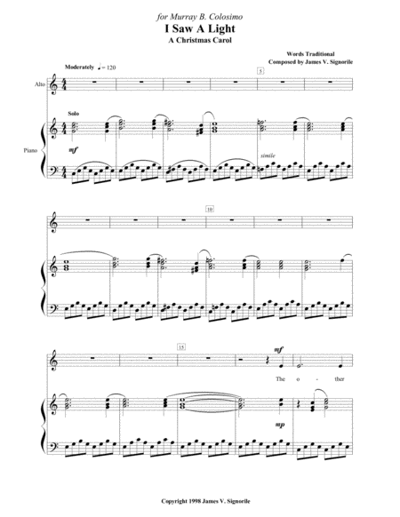 I Saw A Light A Christmas Carol Op 31 For Alto Voice And Piano By James V Signorile Page 2