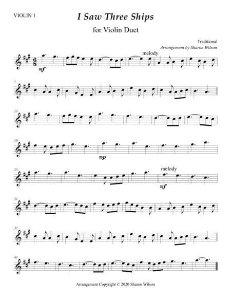 I Saw Three Ships Easy Violin Duet Page 2