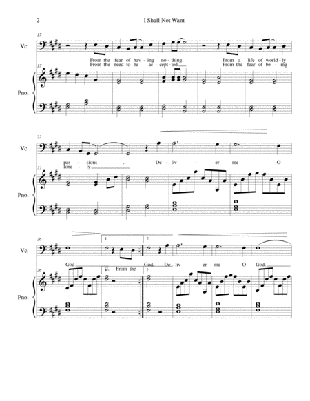 I Shall Not Want Cello And Piano Page 2