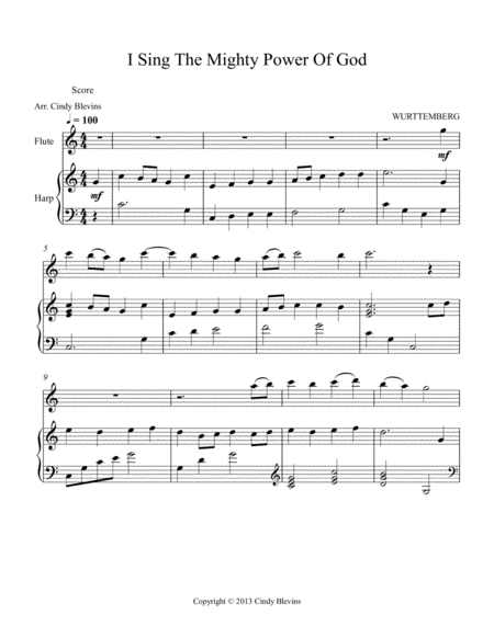 I Sing The Mighty Power Of God Arranged For Harp And Flute Page 2