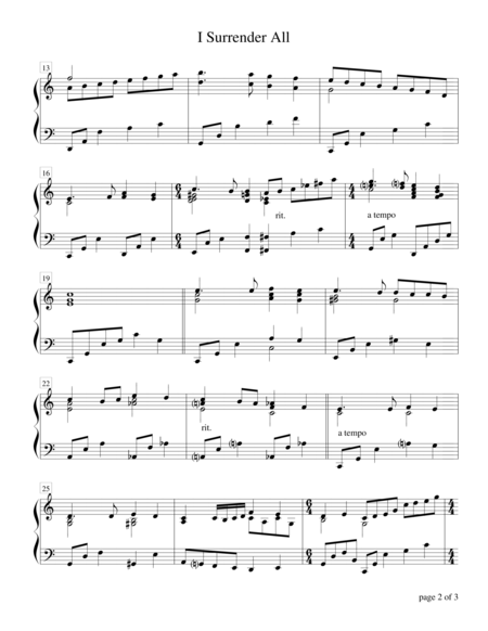 I Surrender All Piano Solo Page 2