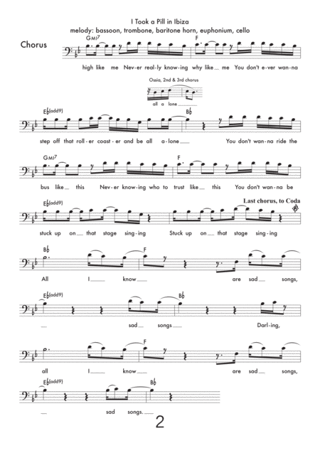 I Took A Pill In Ibiza Lead Sheet Bass Clef Instruments Page 2