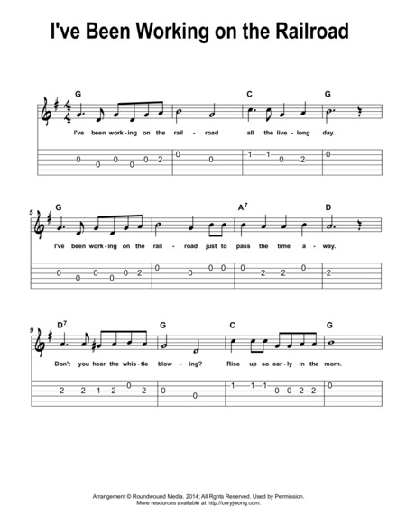 I Ve Been Workin On The Railroad Beginner Guitar W Tab Page 2