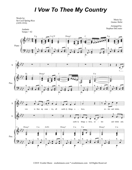 I Vow To Thee My Country Duet For Soprano And Alto Solo Page 2