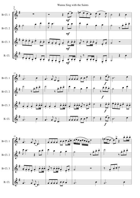 I Wanna Sing With The Saints For Clarinet Quartet Page 2