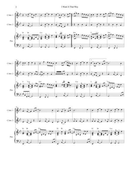 I Want It That Way Duet For C Instruments Page 2