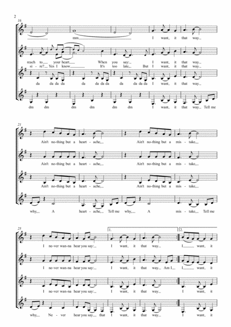 I Want It That Way Ssaa A Capella Page 2