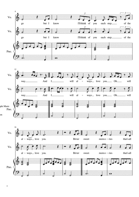 I Will Always Love You Vocal Duet Page 2