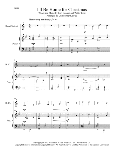 I Will Be Home For Christmas Bass Clarinet And Piano Page 2