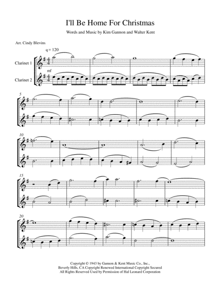 I Will Be Home For Christmas For Clarinet Duet Page 2